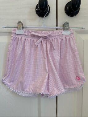 SET Athletics Girls pink gingham ric rac Athleisure shorts size 11/12
